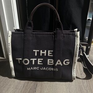 Small Marc Jacobs Black Canvas Tote Bag with Bold Branding